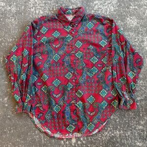 Vintage 90s Women’s Andrew’s Sports New York Red Paisley Shirt
